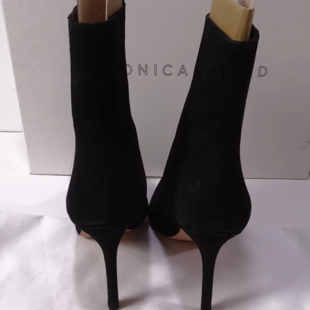 Veronica BEARD LISA STILETTO-HEEL BOOTIE Boots NIB 498 8.5 Black Suede